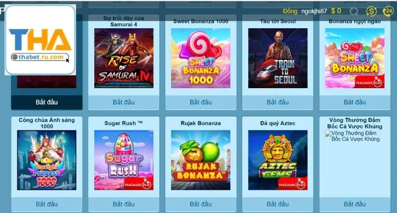 Giao diện sảnh nổ hũ Thabet